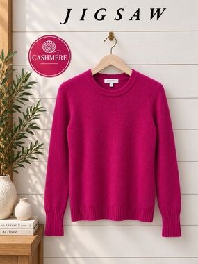 Jigsaw Cashmere Sweater – Fuchsia – Size XS
